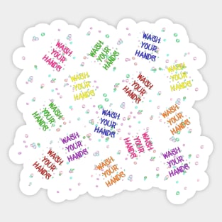 Wash Your Hands Bubbles Multi-Colored Pattern Sticker